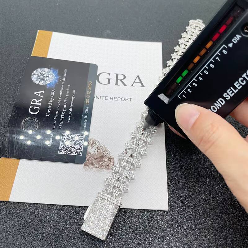 New Arrive Moissanite Cross Cuban Bracelet Iced Out Chain Hip Hop Jewelry S925 Silver Cuban Chain Bracelets With GRA