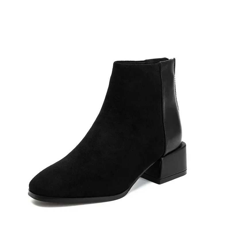 Cow Suede Ankle Modern Boots Spring/Autumn Square Toe Womens Shoes Sale 2024 New Mid Heel Solid Ccise Womens Boots XJ250807