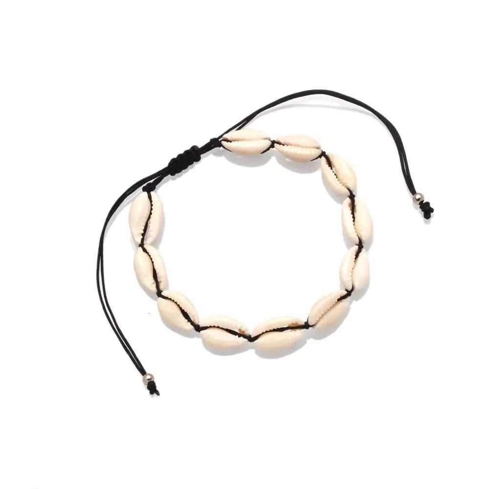Boho 11 Cowrie Seashell Black Beige Cord Adjustable Anklet Women Girl 2020 New Fashion Shells Sea Shore Bali Handmade Jewelry Y250805