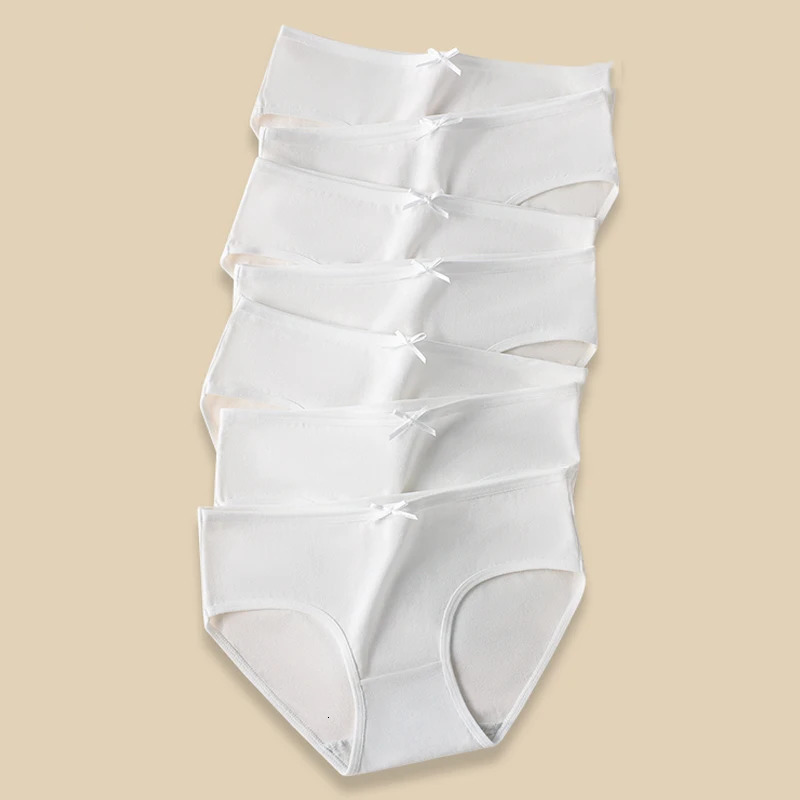 7PC Disposable Panties White Briefs Breathable Cotton Underwear Soft Cute Girls Pantys Solid Underpants Female Lingerie 250807