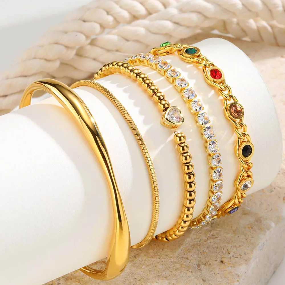 100% Zircon Heat Chain Bracelet Adjustable Gold Plated Stainless Steel Bracelet Cuffs Wristband Anniversary Gift for Women W250807