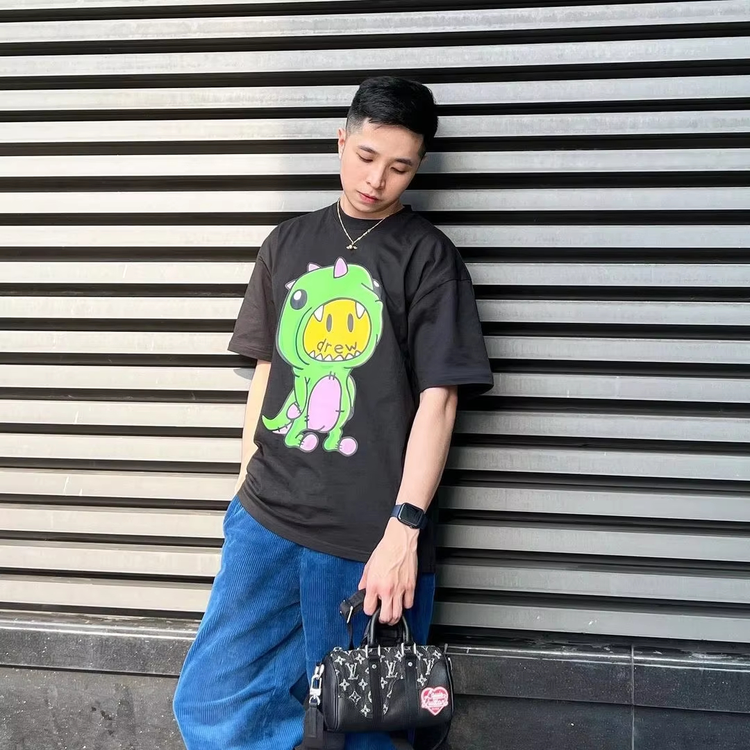 Drew House New Clothing Cartoon Logo Printing Black T shirt men's and women's printed loose short sleeve T-shirt Designer luxury