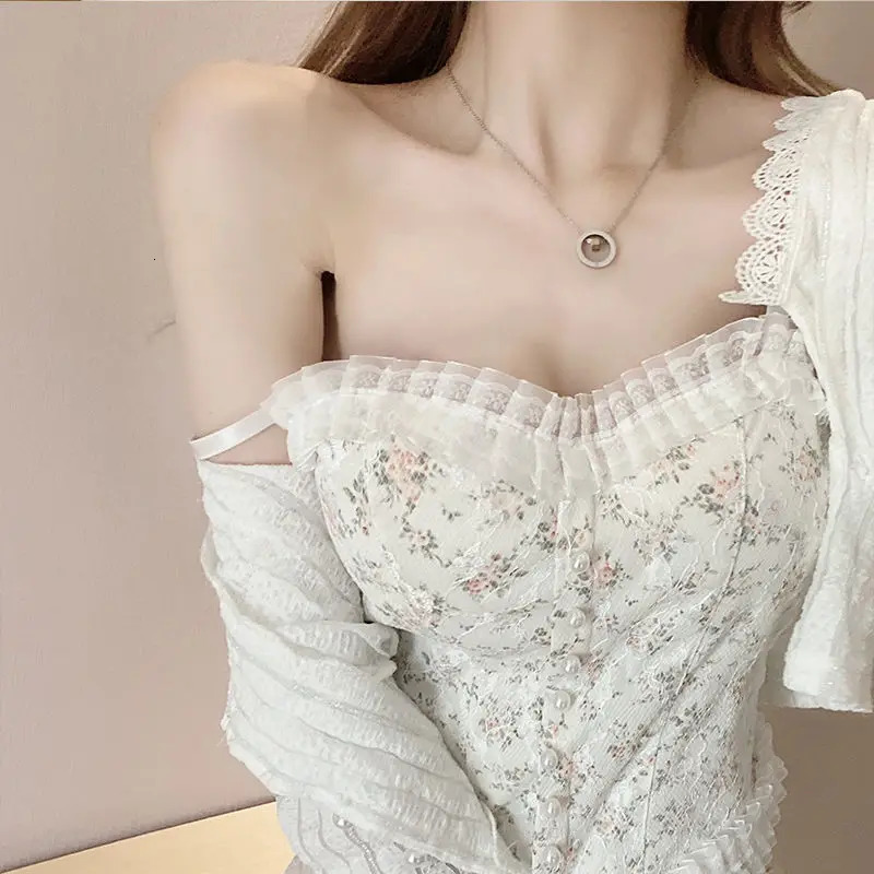 Summer Print Lace Crop Tops Cropped Aesthetic Vest Y2K Corset Tank Top Camisole Vintage Tanks Camis Fashion Streetwear 250807