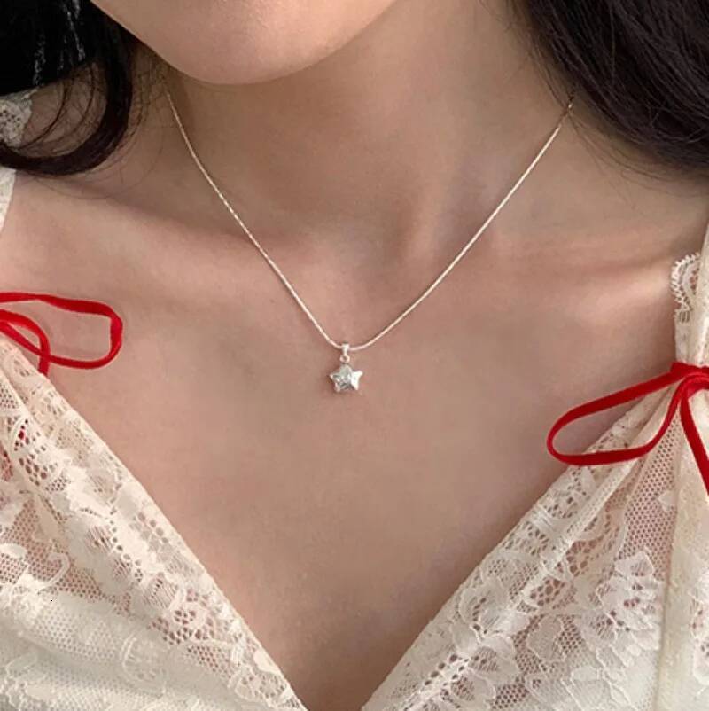 Sterling Sier Necklace Cute Five Pointed Star Smile Dimple Pendant for Women Girl Jewelry Gift Dropshipping Wholesale Jewelry for Women