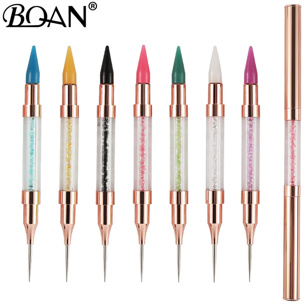 BQAN 1 PCS Dual-ended Nail Dotting Pen Crystal Beads Handle Rhinestone Studs Picker Wax Pencil Manicure Nail Art Tool 250805