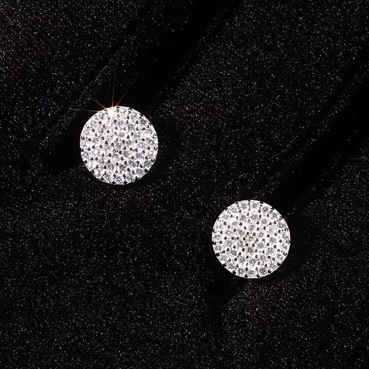 Fashion Style Gold Plated 925 Sterling Silver With D Color VVS Moissanite Diamond Stud Earrings for Mans Women