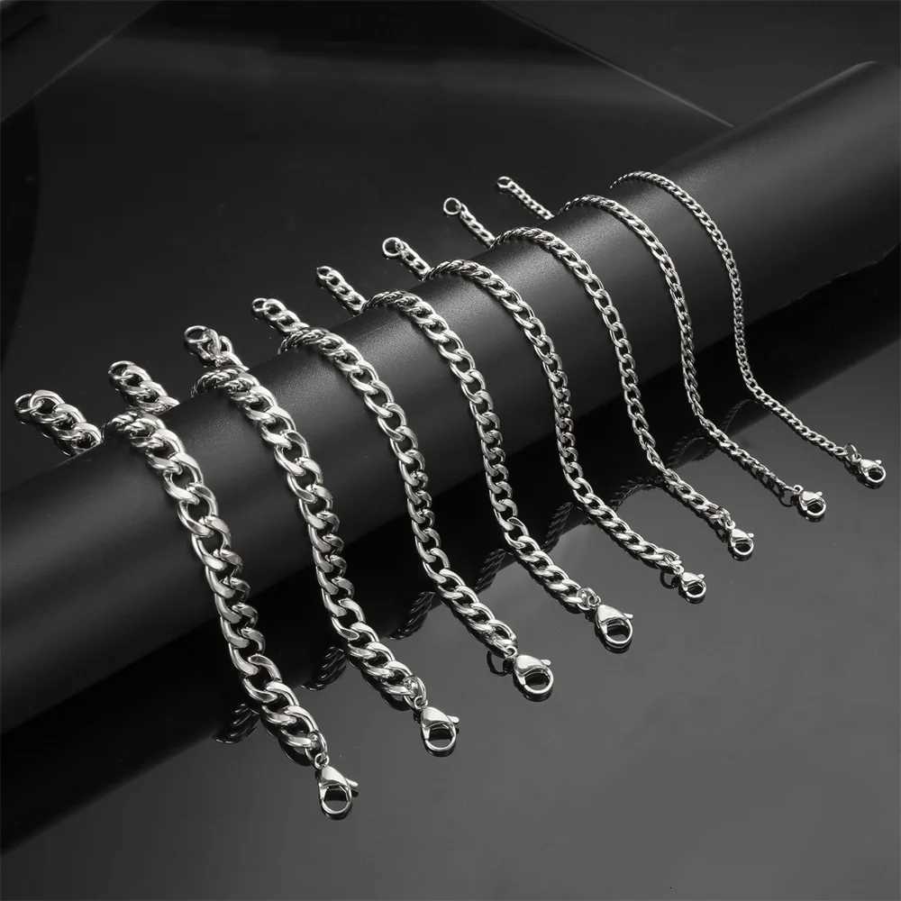 My Shape Fashion Cuban Chain Men Bracelet Stainless Steel 3/5/7/9mm Width Chain Bracelets Figaro Chain Boy Wrist Jewelry Couple W250807