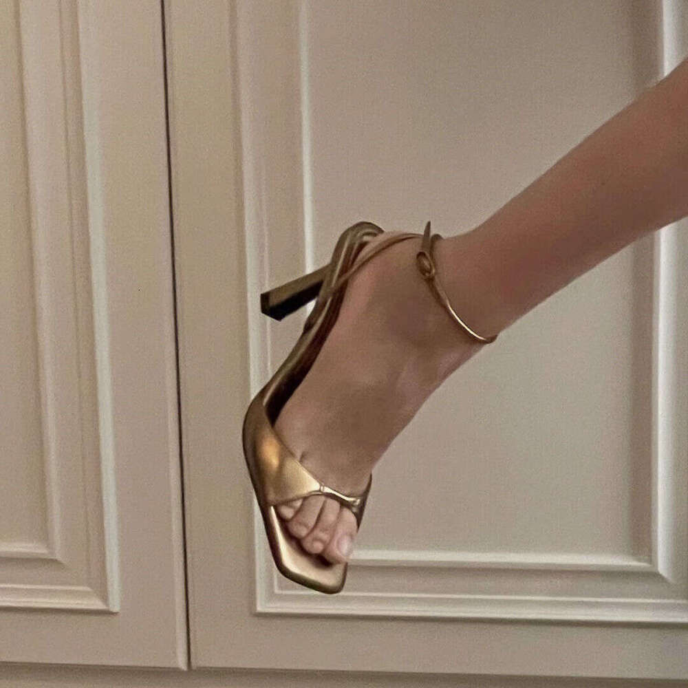 Women's High Heel Sandals with Unique Design, Square shoes Toe, One-Strap Buckle, Spring/Summer Designer 2025 New Style