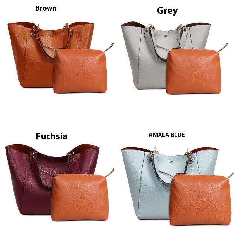 Women's Fashionable Handbag Made of All Leather Elegant City Work Multi Pocket Shoulder Bag Large Capacity A4 Suitable for Shopping