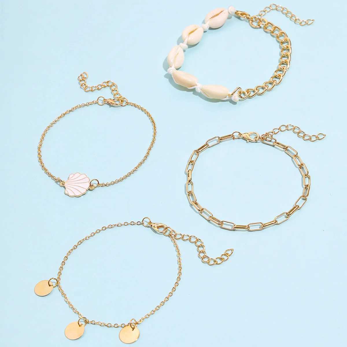 New Summer Shell Anklet Set For Women Sequin Beach Ankle Gold Color Leg Chain On Foot Female Bohemian Jewelry Y250805