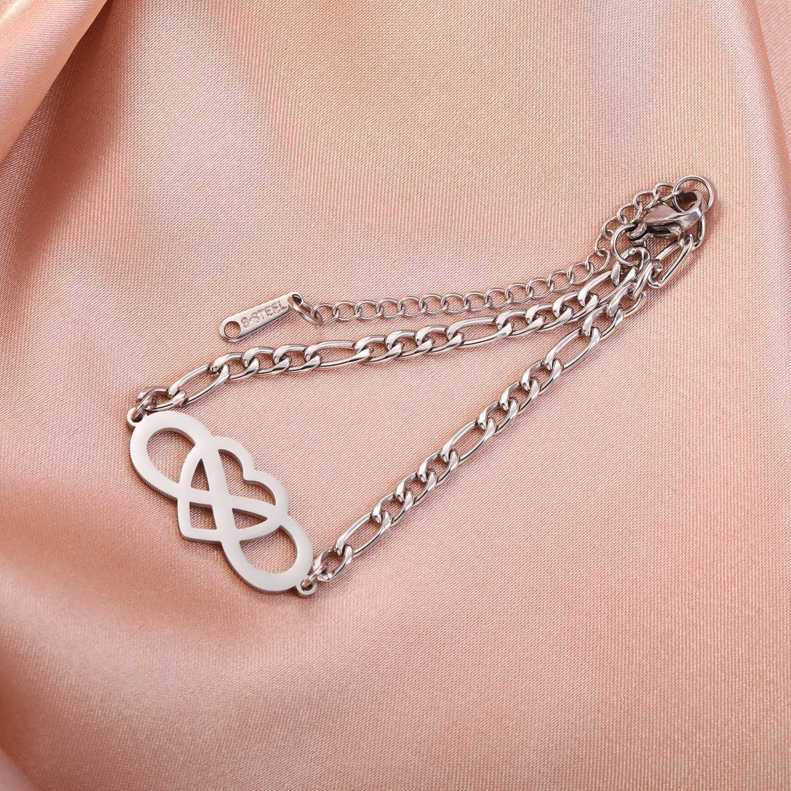 Kkjoy Stainless Steel Silver Color Infinity Anklet Endless Symbol Adjustable Feet Chain for Women Jewelry Gift For Girls Y250805