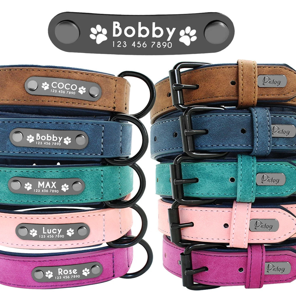 Custom Leather Dog Collar Personalized Collars with Free Engraved Nameplate for Small Medium Large Dogs Pitbull Labrador XS-XXL 250805