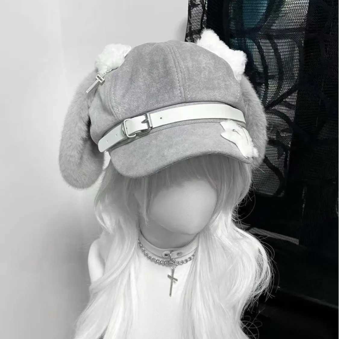 Womens Kaii Hat Sweet Style New Fashion C Gray Dog Eared C Subculture Beret Cute Individualistic Embossing Otaku Culture XJ250807