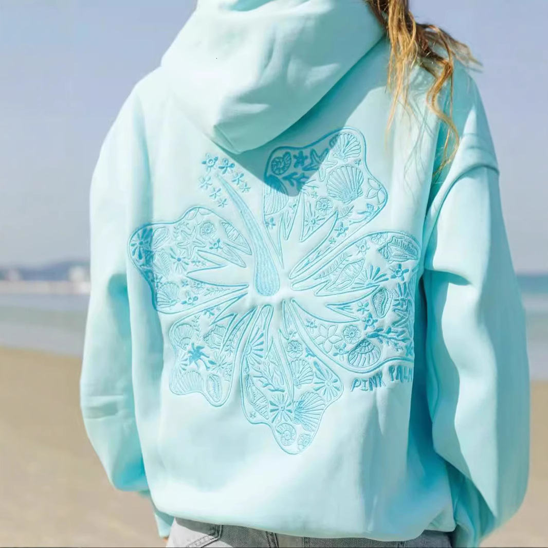 Free Shipping Designer Hoodie 2025 New Style Women's Off Shoulder Sleeves Casual And Comfortable Sportswear Hooded Sweatshirt With Hibiscus Print