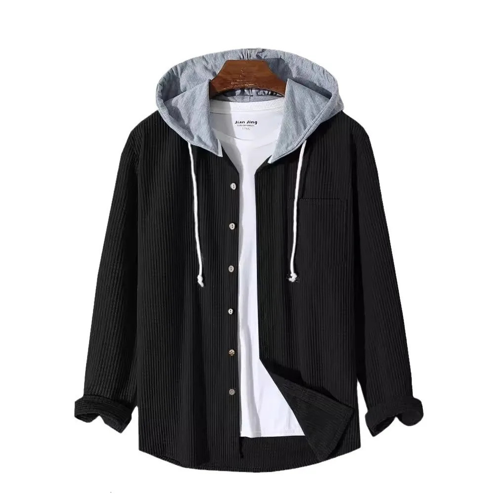 Men Cardigan Single Breasted Hoodies Hooded Sweatshirts Spliced Button Long Sleeve Outerwear Casual Sports Pockets Loose 250807