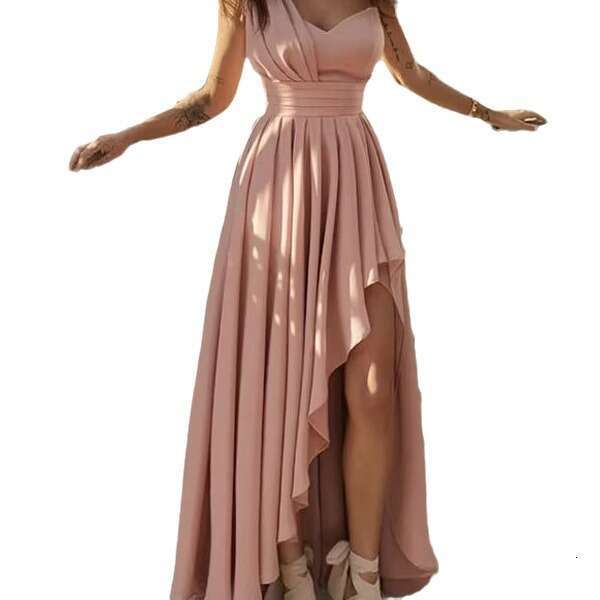 New Women's Elegant Asymmetric Shoulder High Waist Long Skirt Irregular Dress B5 h7