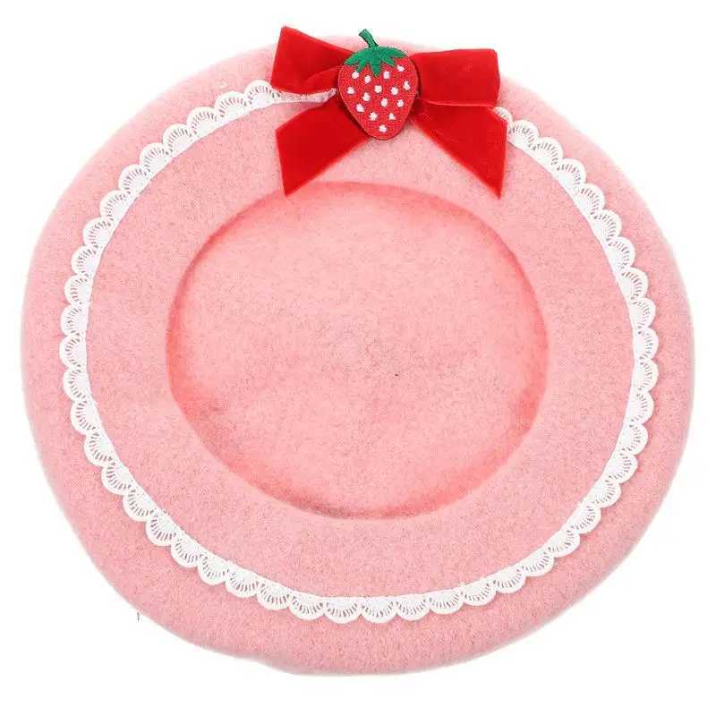 Berets Women Hat Shortcake Bowknot Christmas Bridal Outfits Female Warm All-Match Hat Painter Sterry Clothing Accessories XJ250807