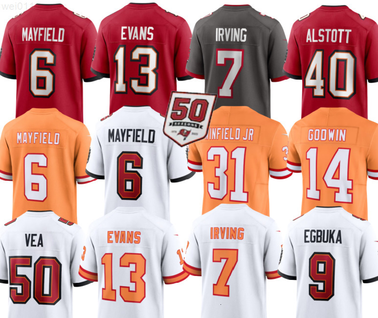 Mike Alstott Tom Brady Baker Mayfield Bucky Irving Lavonte David Mike Evans Emeka Egbuka Chris Godwin YaYa Diaby Tristan Wirfs Vita Vea Trey Palmer Football Jersey