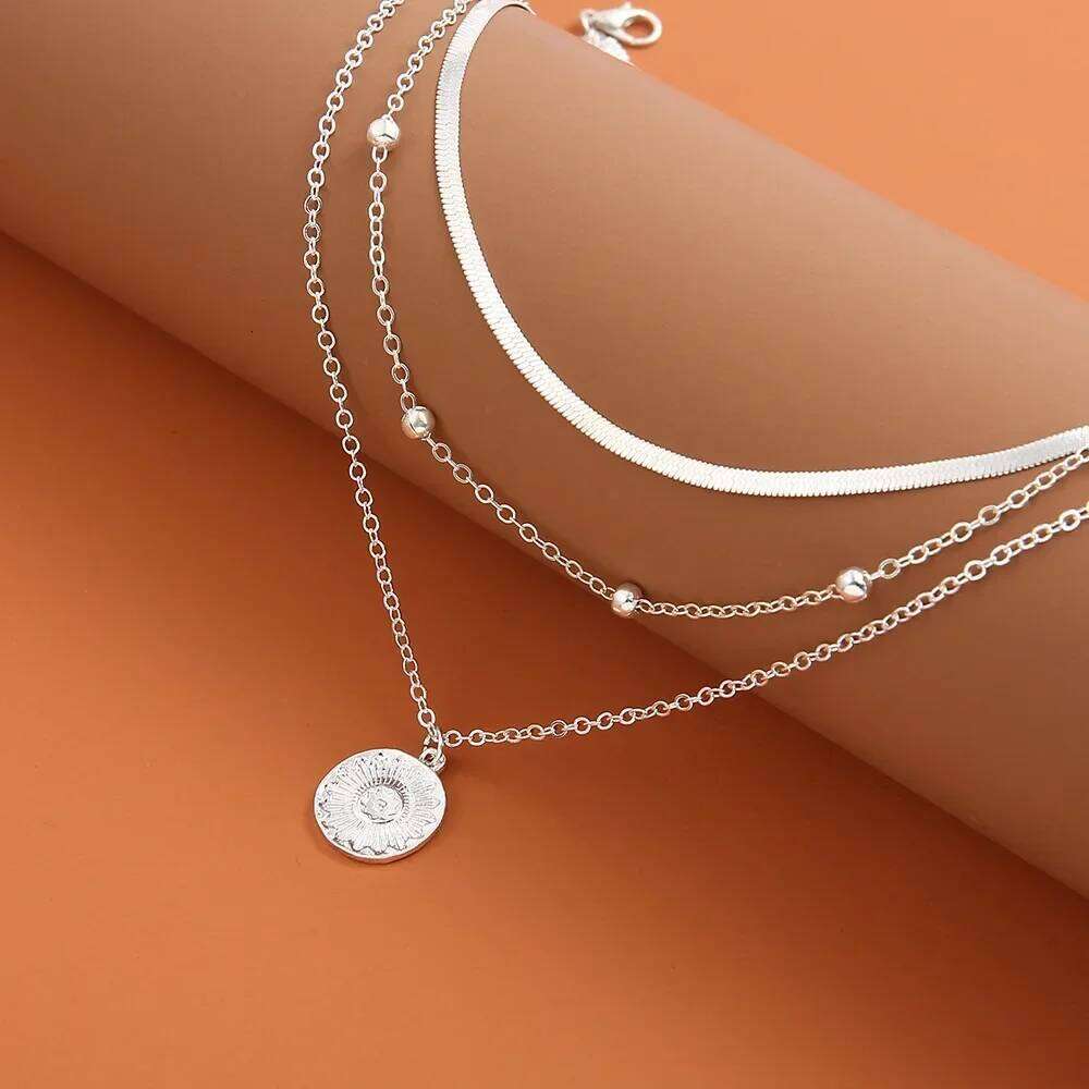 Sterling Sier Three-Layer Round Necklace For Women Simple Snake Chain Charm Party Wedding Gifts Exquisite Jewelry