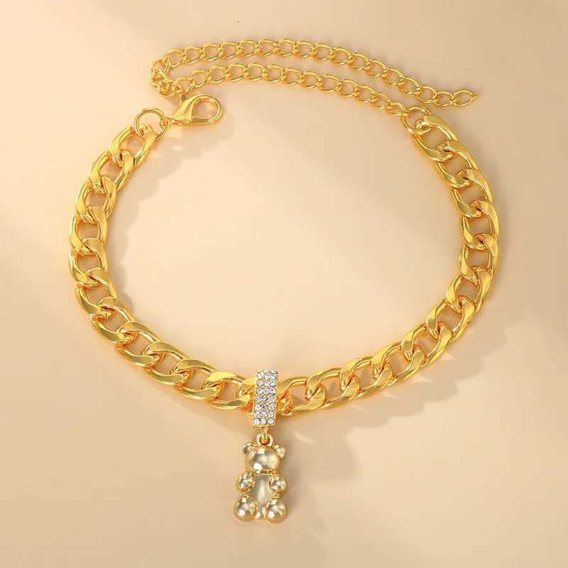 Stonefans Women Beach Foot Jewerly Titanium Steel Anklet Leg Chain Metal Bear Pendant Anklet Men Holiday Accessories Y250805