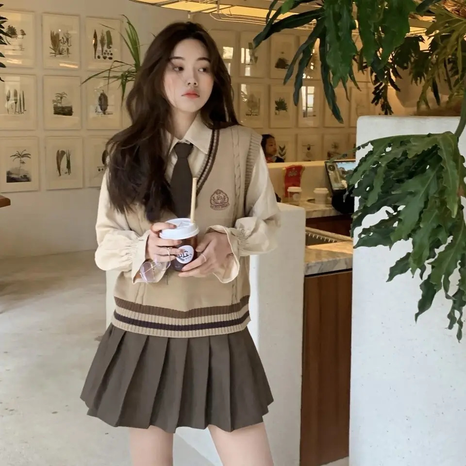 2025 autumn Korea style fashion suit womens shirt vest top skirt temperament college school uniform jk a698 250729