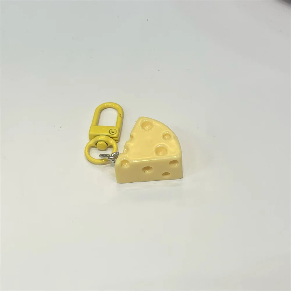 Milk Yellow Cheese Block Keychain Food Game Resin Keyring Student Girl Jewelry Pendant Gift 250807