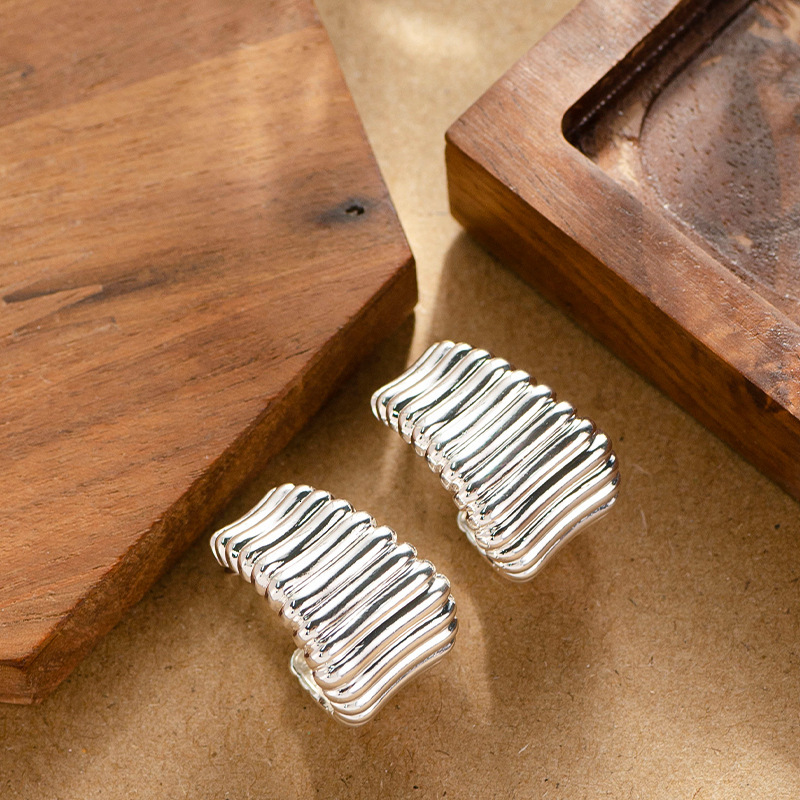 Fashion Minimalist Style Surface Emed Letter C-shaped Earrings for Women High-end Sier Needle Ear Jewelry