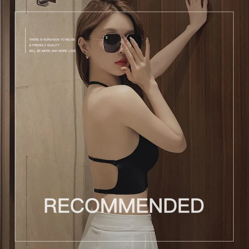 Sexy Ushaped Back Lingerie Female Inner Wear Summer Thin Without Trace Backless Triangle Cup Polymerization Bra 250807