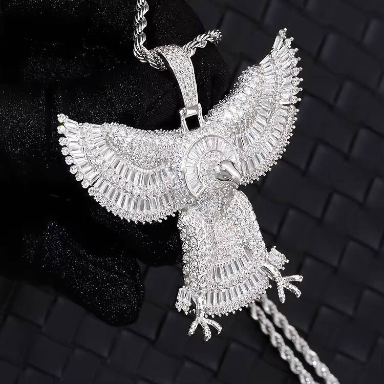 Fashion Eagle Pendant 3A+ CZ Cubic Zirconia Diamonds Iced Out Pendant Gold Plated Copper for Hip Hop Men