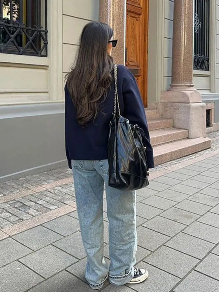 Women Fashion Stand Collar Woolen Jacket Single Breasted Long Sleeve Female Coat 2025 Autumn Chic Street Office Short Outerwears 250806