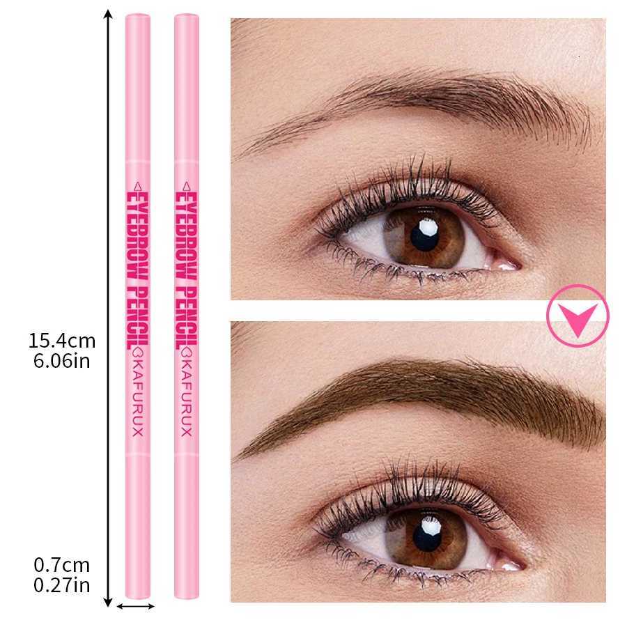 1pcs Ultra-fine Double-headed Rotatable Eyebrow Pen with Brush Eye Makeup Waterproof Wild Eyebrow Pencil Cosmetic Eyebrow Brush W250807