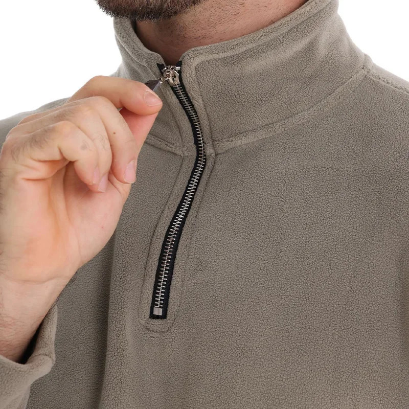 Autumn Winter Thicken Warm Fleece Mens Sweatshirt Zipper Neck Pullover Quality Polar Soft Shell Jacket Men 250807