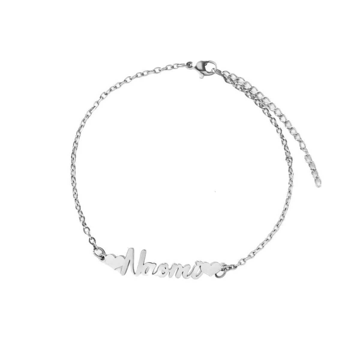 New Stainless Steel PVD Plated Cut Heart-shaped Letter Anklet Personalized Customization English Name Chain Feet Y250805