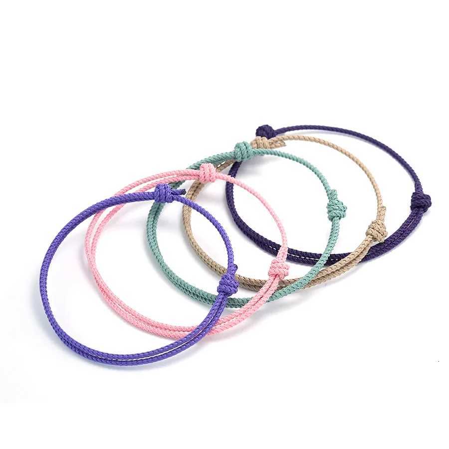 Stylish Handmade Rope Bracelet for Men and Women Double Layer 2mm Thin String Adjustable Knot Wristband Outdoor Sports Couple Hand Jewelry W250807