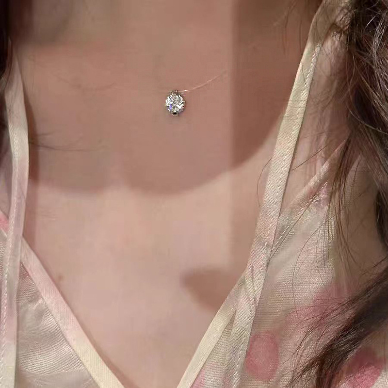 Hui Zhi Wing Jewelry Empress S Sier Invisible Fish Line Necklace Summer Same Style Classic Collarbone Chain