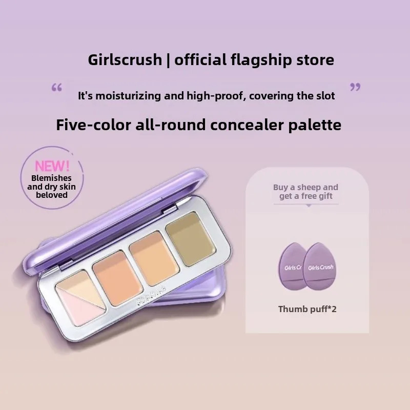 GirlsCrush 5 Color Correcting Concealer Palette-Cover SpotsDark CirclesBrighten Tear Troughs Nasolabial Folds Cosmeticos 250730