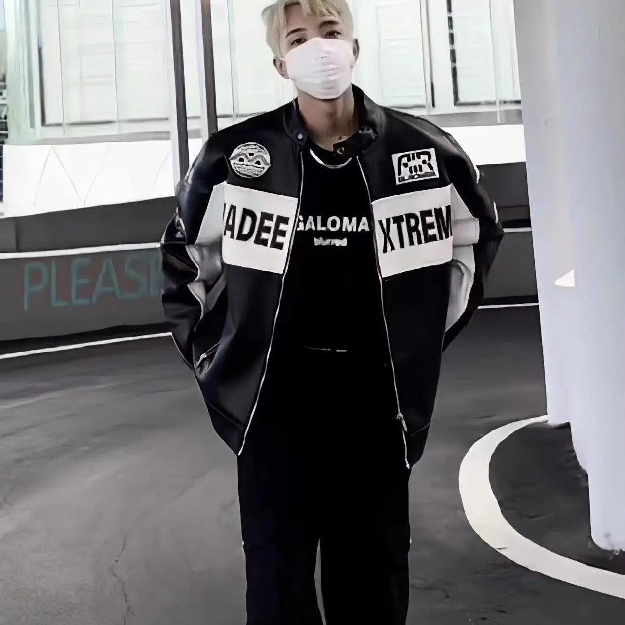 High street American retro color blocked embroidered motorcycle leather jacket for men and women hip hop jacket men clothing 250805