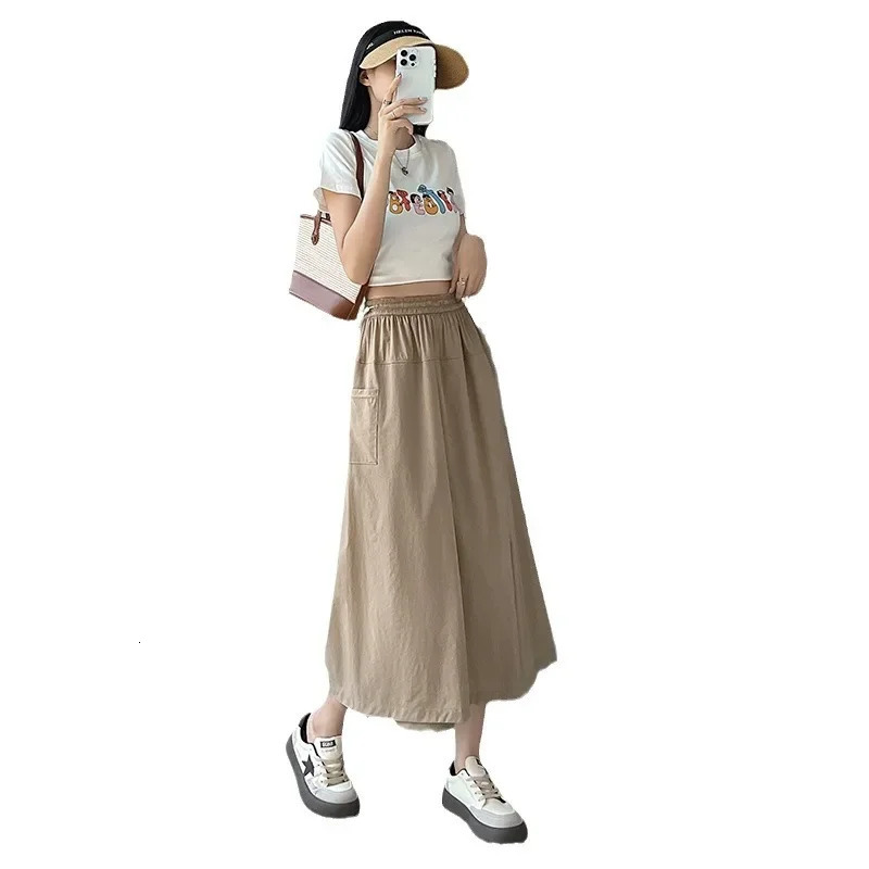 Plus Size High Waist A Line Mini Skirt Wide Leg Pants Quick Dry Womens Workwear Trousers Summer Arrival plus Casua 250805