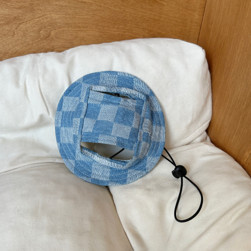 Doll Cat Fisherman Hat & Sun Hat: Summer Sun - protection Hat with Ear - exposing Design for Dogs, Denim Hat