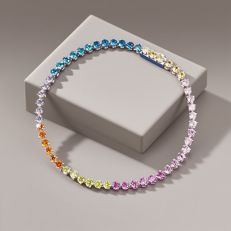 Hui Zhi Wing Jewelry New S Sier Color Bracelet for Women Summer Dopamine Rainbow Fresh Style