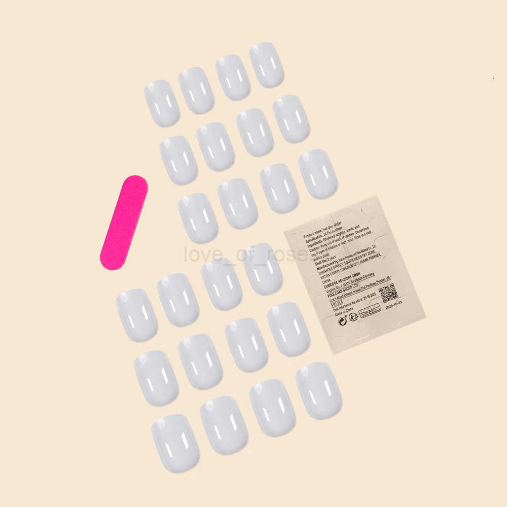 24Pcs/Set Women Girls Short French Milky Gray Trendy Versatile Full Coverage Wearable Fake Nails Press on Nail Art Z250807