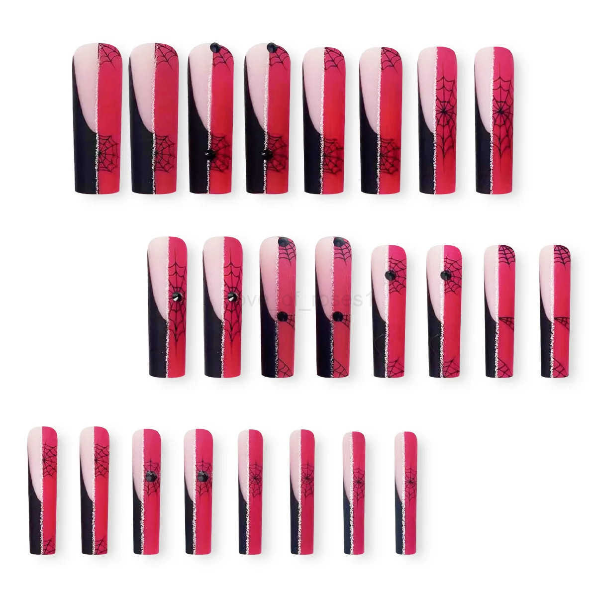 24pcs Extra Long Ballet Fake Nails Red Black Color Decoration False Nails Full Cover Wearable Halloween DIY Press On Nails Z250807