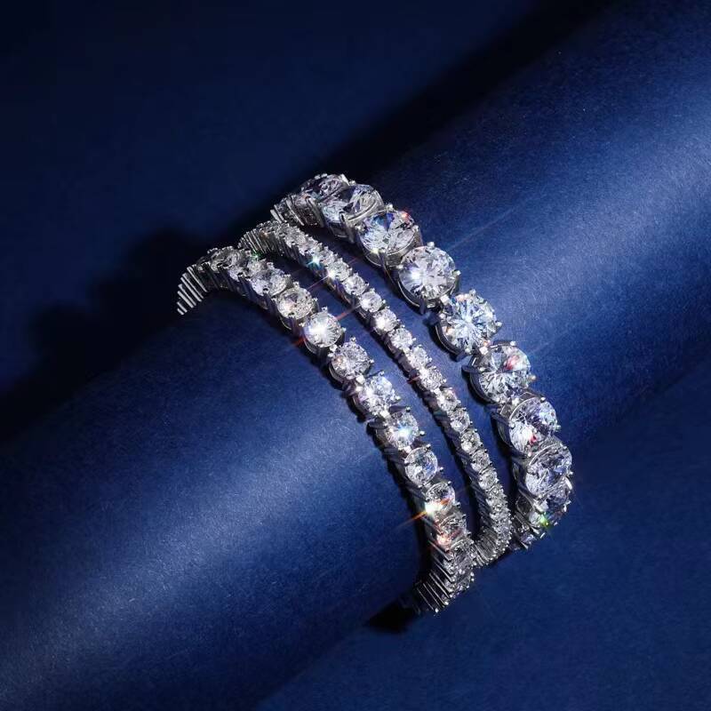 Hip-hop style ice crack style moissanite mesh diamond tennis necklace for men and women 18K gold diamond tennis necklace