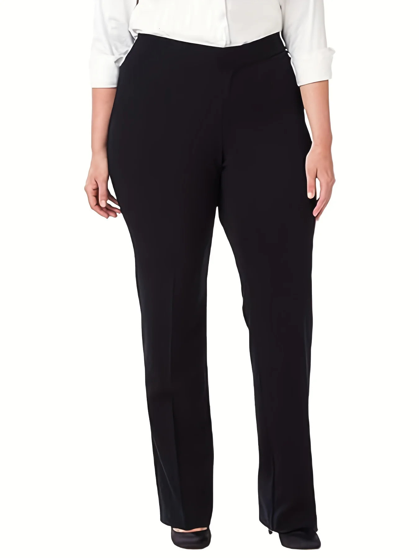 summer womens plussize style highelastic fabric straight pants ninequarter 250805