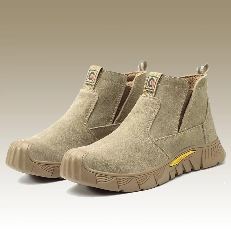 Safety Boots Men Safety Shoes Anti-Smash Indestructible Leather Material Work Boots Steel Toe Security Boots Footwear 250731