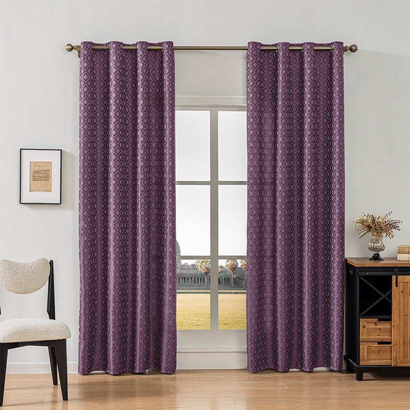 YL-36893 thick double-sided cotton and linen bedroom curtain fabric soundproof full blackout modern simple living room curtain finished product wholes