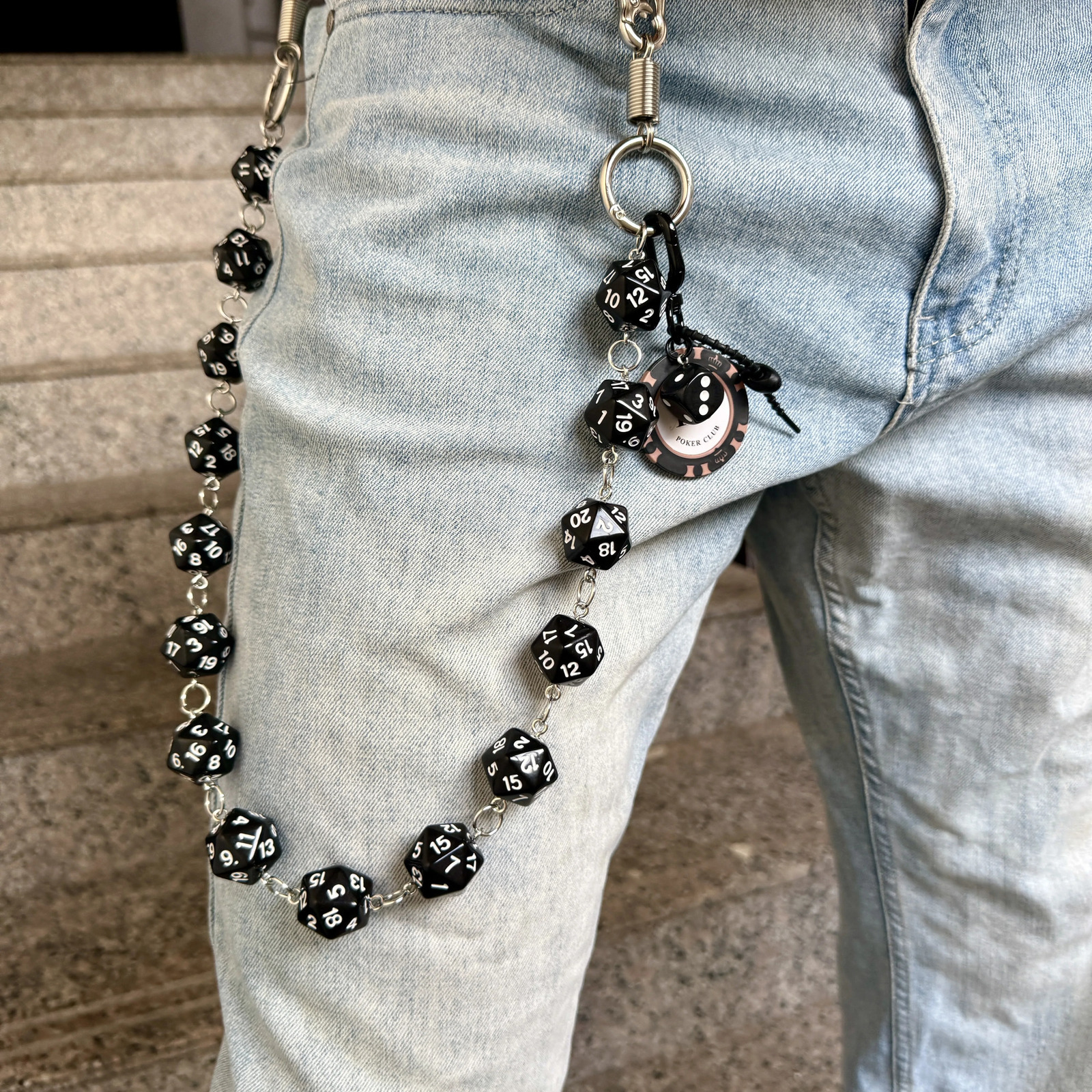Hip-Hop Punk Trouser Chain Multi-Color Dice Double-Layer Trendyy Mens and Womens Party Waist Accessories 250805