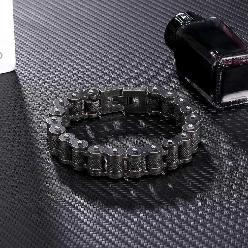 MKENDN Retro Biker Chain Bracelet Mens Bracelet Link Chain Motorcycle Bicycle Style Bracelets Stainless Steel Bangles Jewelry W250807