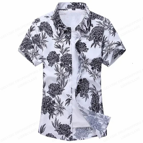 Summer Floral Hawaiian Shirts Men Fashion Short Sleeve Shirt Flower Blouse Turn Over Collar Casual Lapel Camisas Mens Clothing 250807