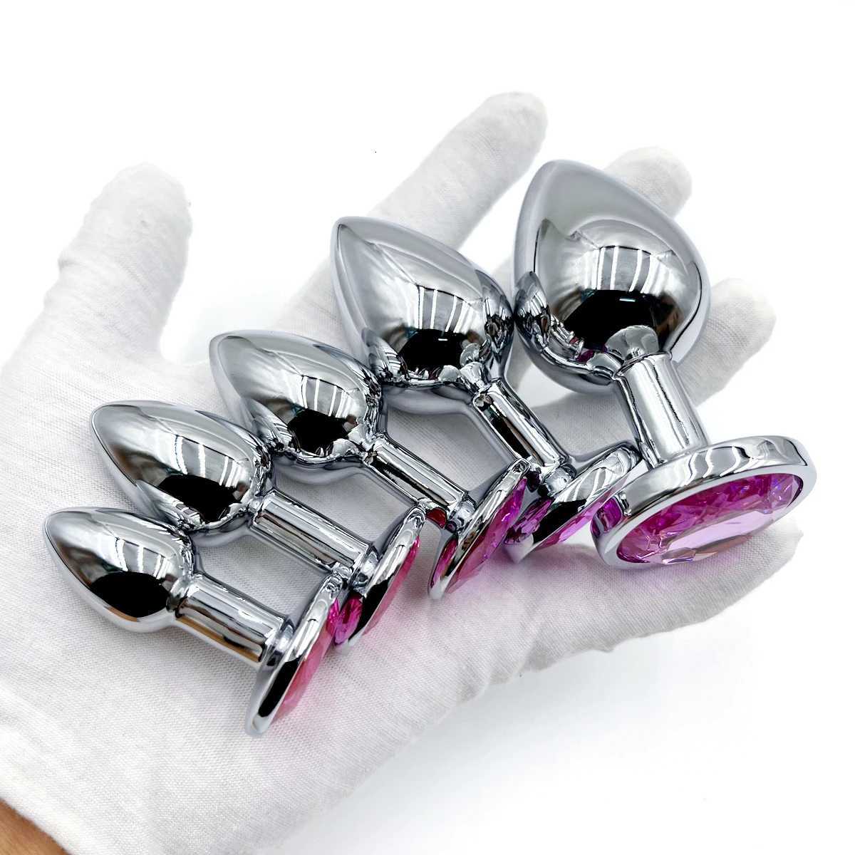 5 Sizes Metal Anal Plug With Gem Base Beginner To Expert Butt Plug G-Point Massage Dildos Female/Male Couples Adult Sex Toys W250807